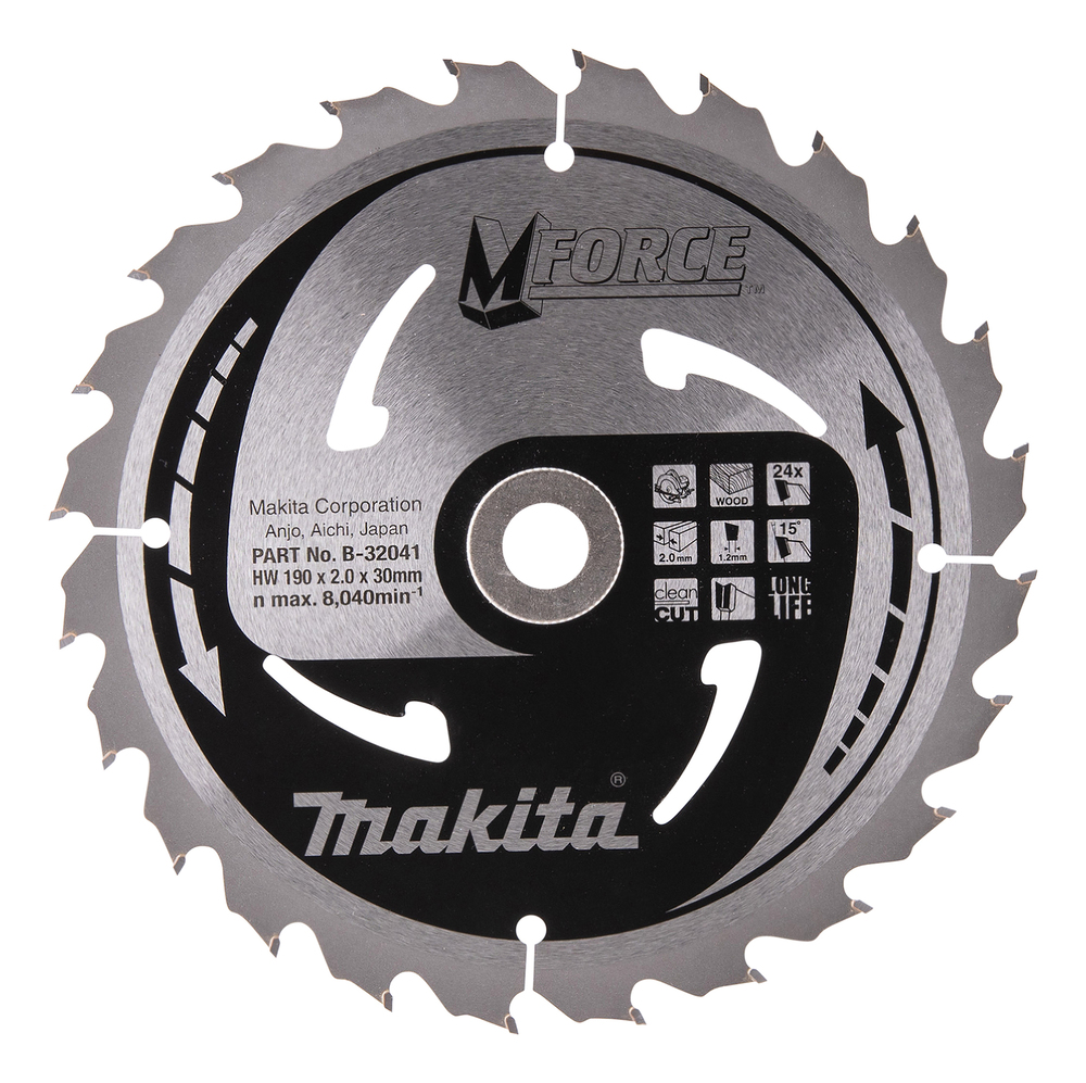 T.C.T hammastega saeketas puidu lõikamiseks 190X2X30mm 15° T24 M-FORCE – Makita