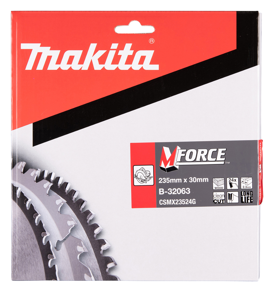 T.C.T hammastega saeketas puidu lõikamiseks 235X2.3X30mm 15° T24 M-FORCE – Makita