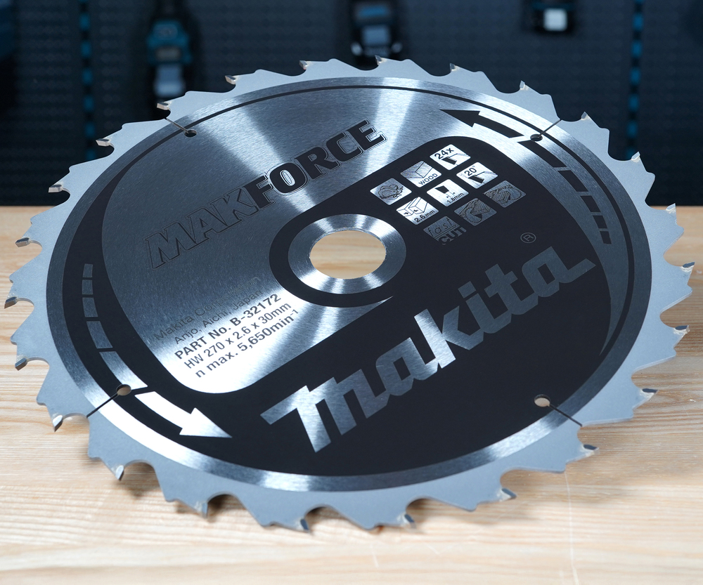 T.C.T hammastega saeketas puidu lõikamiseks 270X2.6X30mm 20° T24 MAKFORCE saeketas kaasaskantavatele saagidele – Makita
