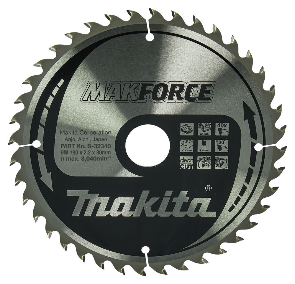 T.C.T saeketas puidu lõikamiseks 190X2.2X30mm 20° T40 MAKFORCE – Makita