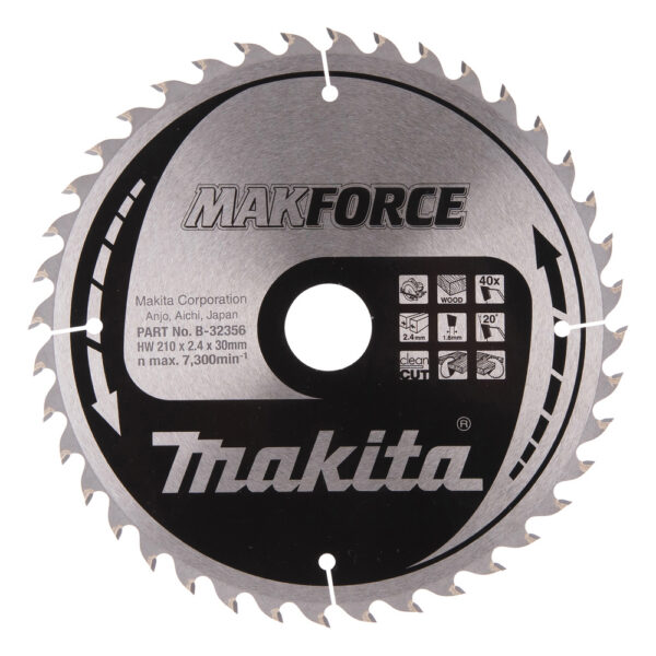 T.C.T hammastega saeketas puidu lõikamiseks 210X2.4X30mm 20° T40 MAKFORCE – Makita