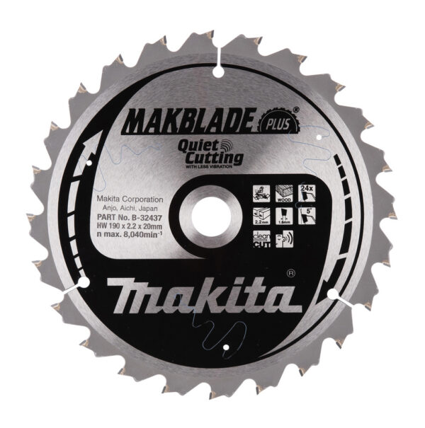 T.C.T hammastega saeketas puidu lõikamiseks 190X2.2X20mm 5° T24 MAKBLADE PLUS – Makita