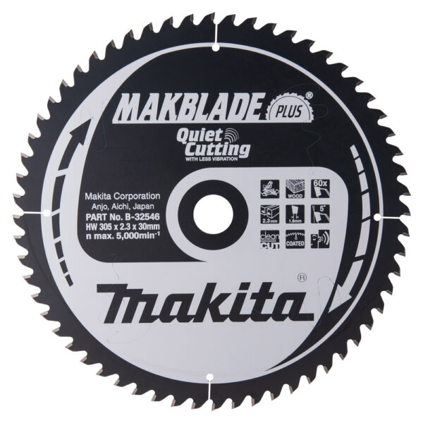 T.C.T hammastega saeketas puidu lõikamiseks 305X2.3X30mm 5° T60 MAKBLADE PLUS – Makita
