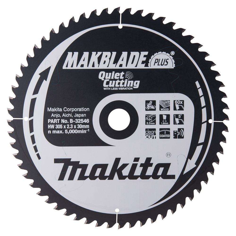 T.C.T hammastega saeketas puidu lõikamiseks 305X2.3X30mm 5° T60 MAKBLADE PLUS – Makita