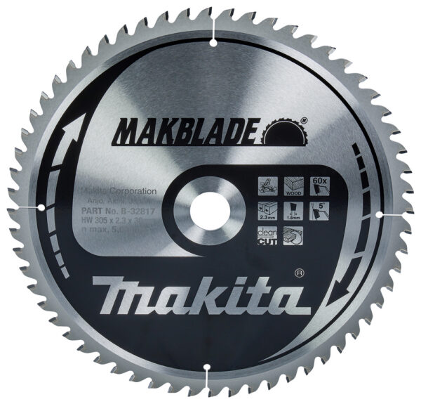 T.C.T hammastega saeketas puidu lõikamiseks 305X2.3X30mm 5° T60 MAKBLADE saeketas statsionaarsetele saagidele – Makita