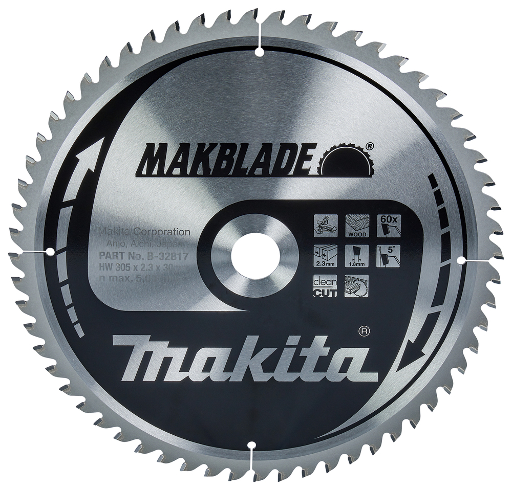 T.C.T hammastega saeketas puidu lõikamiseks 305X2.3X30mm 5° T60 MAKBLADE saeketas statsionaarsetele saagidele – Makita