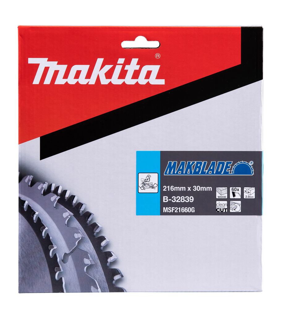 T.C.T hammastega saeketas puidu lõikamiseks 216X2X30mm 5° T60 MAKBLADE – Makita