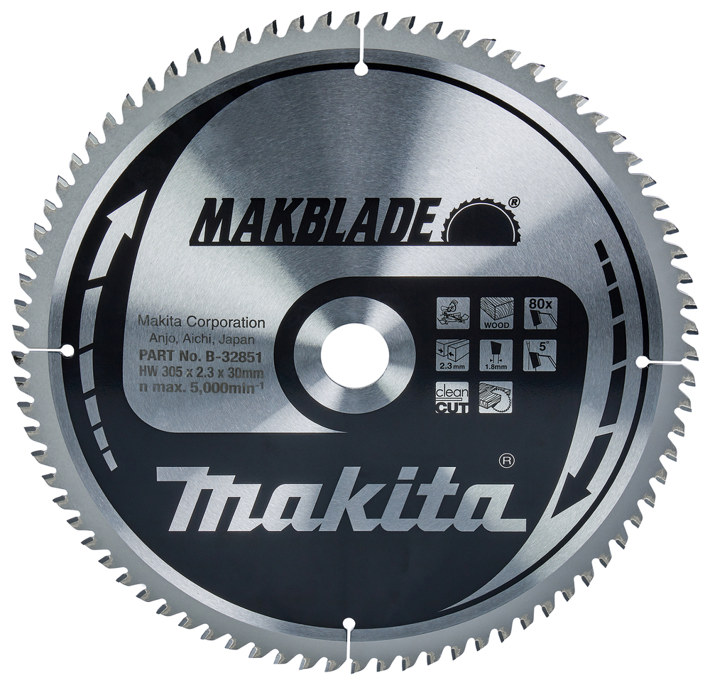 T.C.T hammastega saeketas puidu lõikamiseks 305X2.3X30mm 5° T80 MAKBLADE – Makita