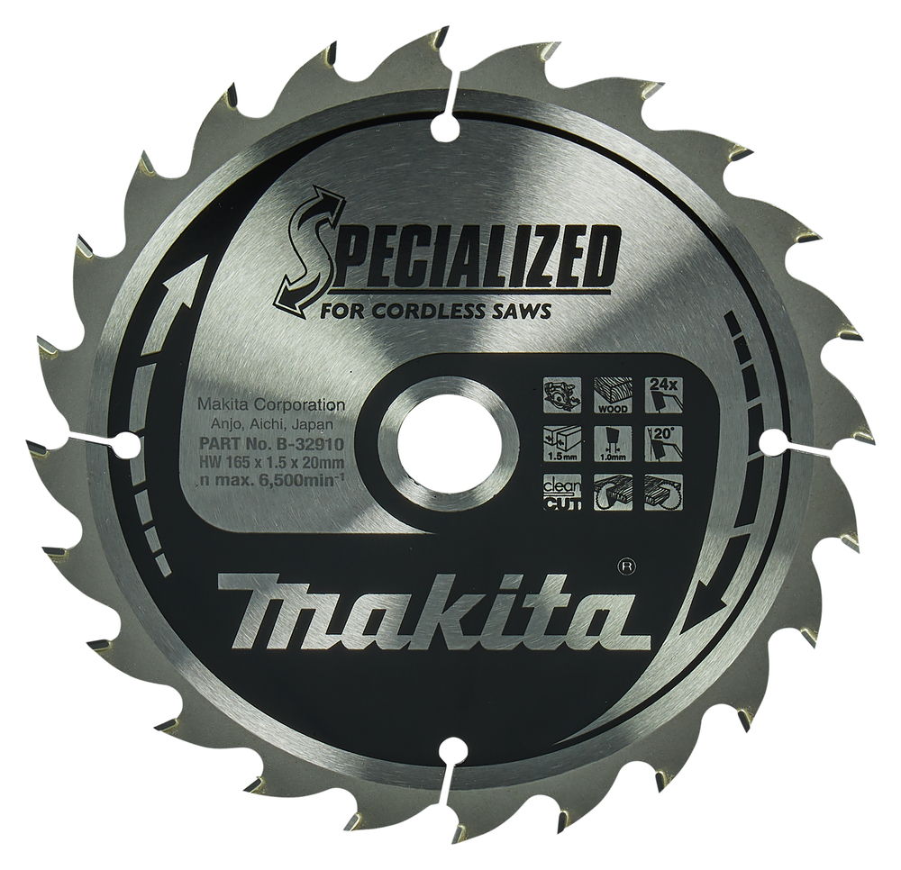 T.C.T hammastega saeketas puidu lõikamiseks 165X1.5X20mm 20° T24 SPECIALIZED saeketas akusaagidele – Makita