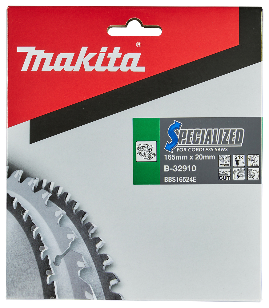 T.C.T hammastega saeketas puidu lõikamiseks 165X1.5X20mm 20° T24 SPECIALIZED saeketas akusaagidele – Makita