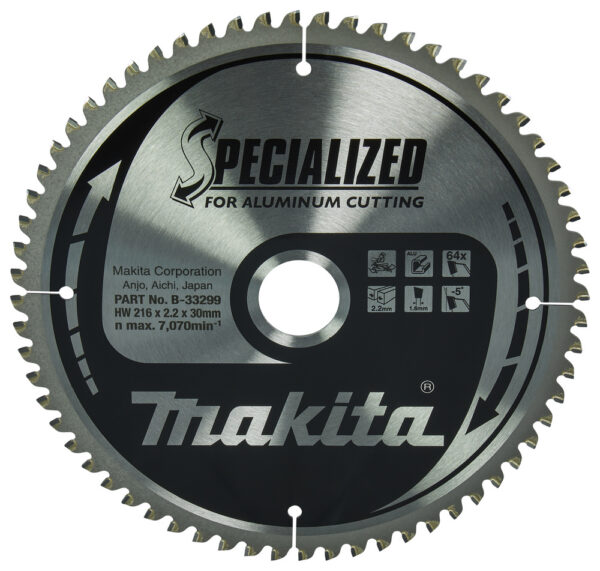T.C.T hammastega saeketas alumiiniumi lõikamiseks 216X2.2X30mm -5° T64 SPECIALIZED – Makita