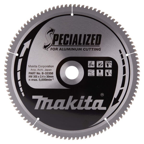 T.C.T hammastega saeketas alumiiniumi lõikamiseks 305X2.4X30mm -5° T100 SPECIALIZED – Makita