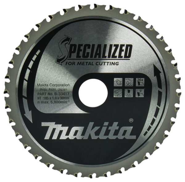 T.C.T hammastega saeketas metalli lõikamiseks 185X1.9X30mm 0° T36 SPECIALIZED – Makita