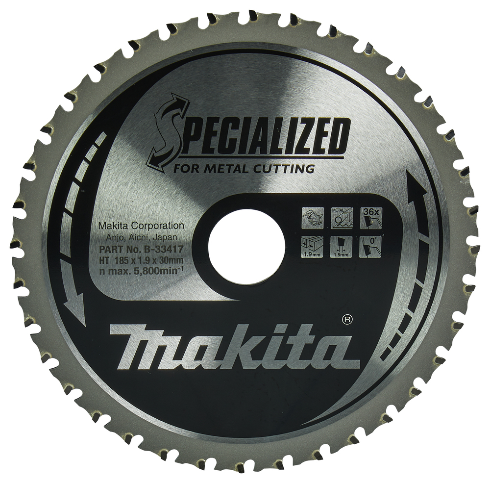 T.C.T hammastega saeketas metalli lõikamiseks 185X1.9X30mm 0° T36 SPECIALIZED – Makita