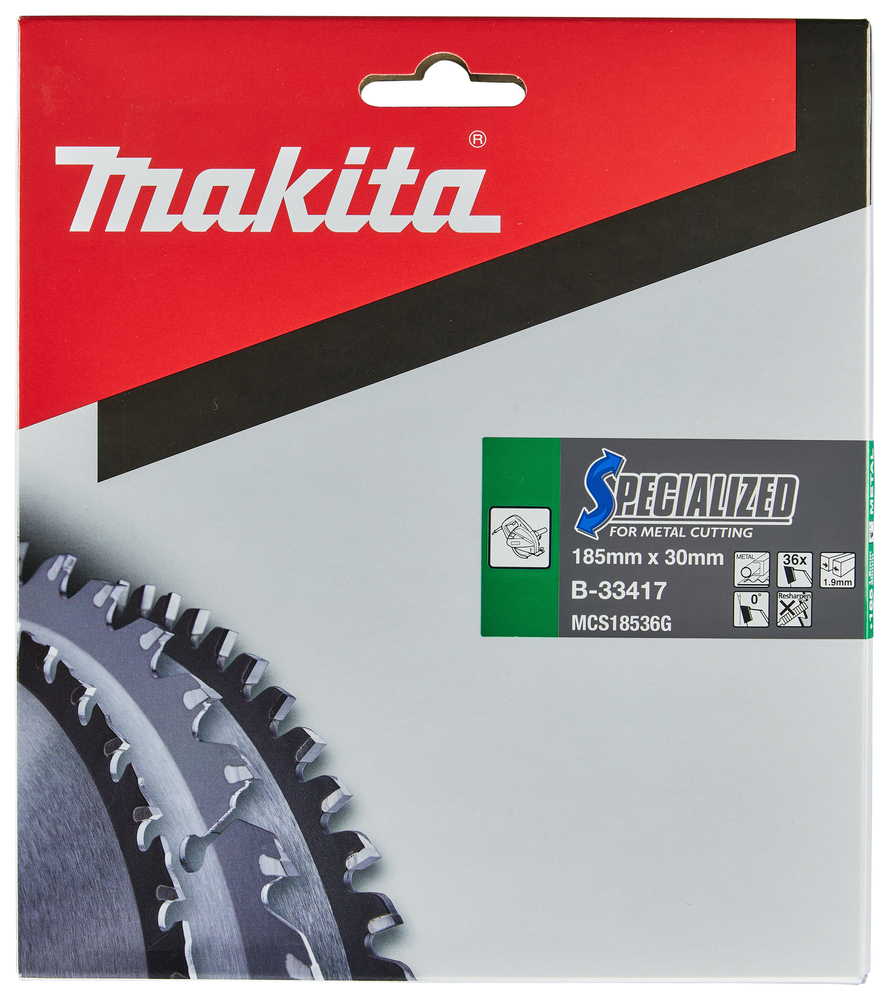 T.C.T hammastega saeketas metalli lõikamiseks 185X1.9X30mm 0° T36 SPECIALIZED – Makita