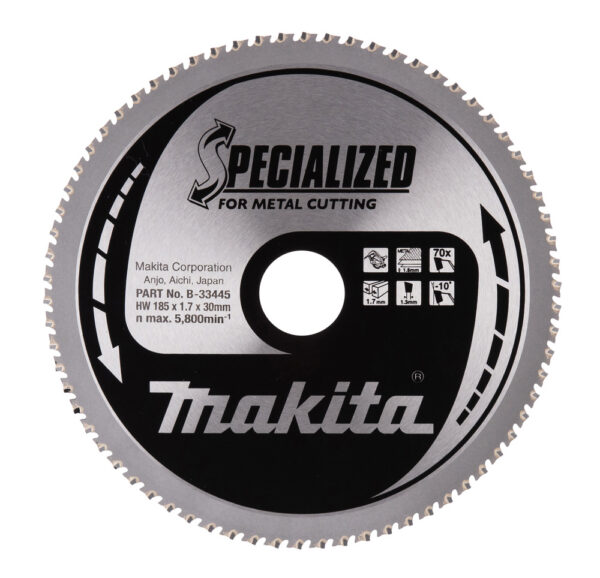 T.C.T hammastega saeketas metalli lõikamiseks 185X1.7X30mm -10° T70 SPECIALIZED – Makita