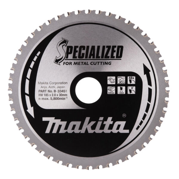 T.C.T hammastega saeketas metalli lõikamiseks 185X2X30mm 0° T48 SPECIALIZED – Makita
