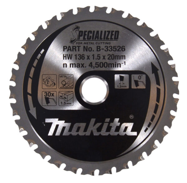T.C.T hammastega saeketas metalli lõikamiseks 136X1.5X20mm 0° T30 SPECIALIZED – Makita