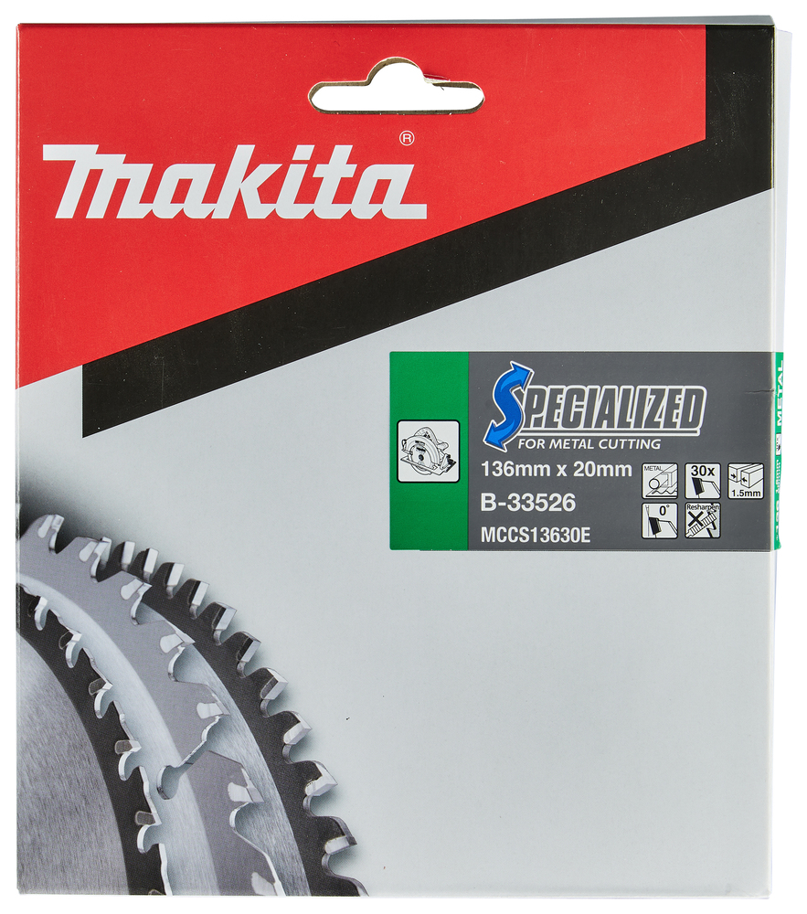 T.C.T hammastega saeketas metalli lõikamiseks 136X1.5X20mm 0° T30 SPECIALIZED – Makita