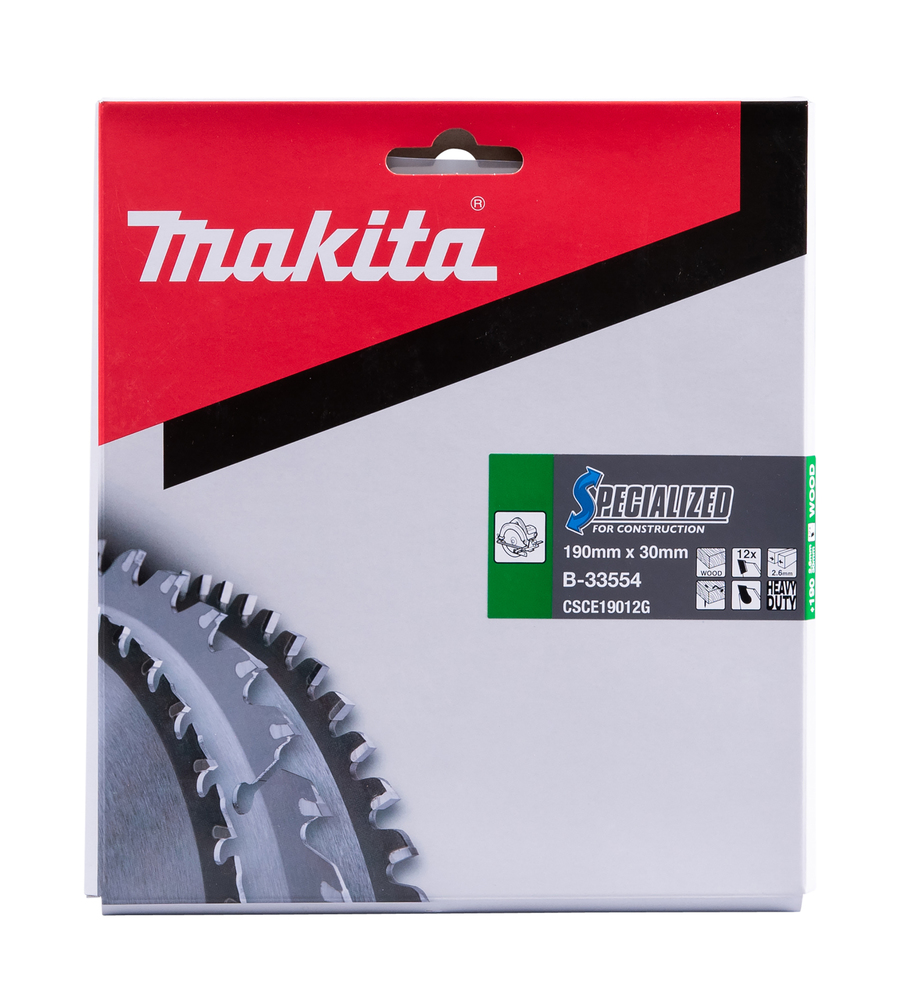 T.C.T hammastega saeketas Naeladega puidu lõikamiseks 190X2.6X30mm 20° T12 SPECIALIZED saeketas ehitusel kasutamiseks – Makita