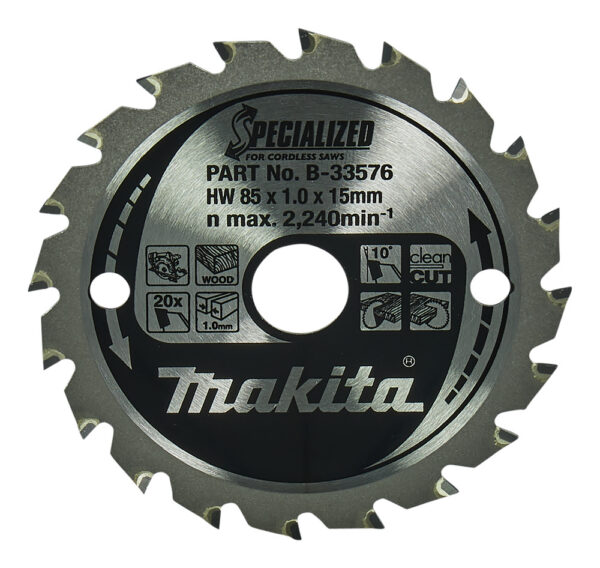 T.C.T hammastega saeketas puidu lõikamiseks 85X1X15mm 10° T20 SPECIALIZED saeketas akusaagidele – Makita