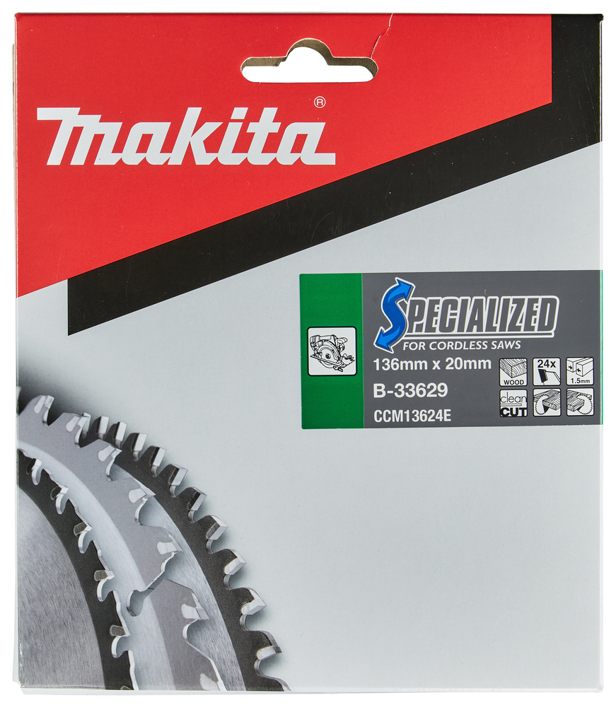 T.C.T hammastega saeketas puidu lõikamiseks 136X1.5X20mm 20° T24 SPECIALIZED saeketas akusaagidele – Makita