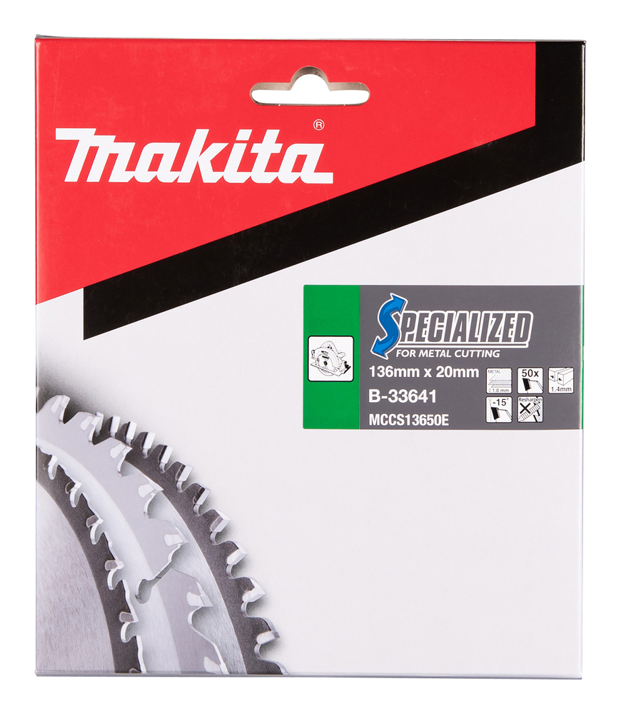 T.C.T hammastega saeketas metalli lõikamiseks 136X1.4X20mm -15° T50 SPECIALIZED – Makita
