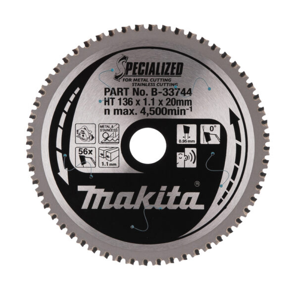 T.C.T hammastega saeketas metalli lõikamiseks 136X1.1X20mm 0° T56 SPECIALIZED, Roostevabateras – Makita