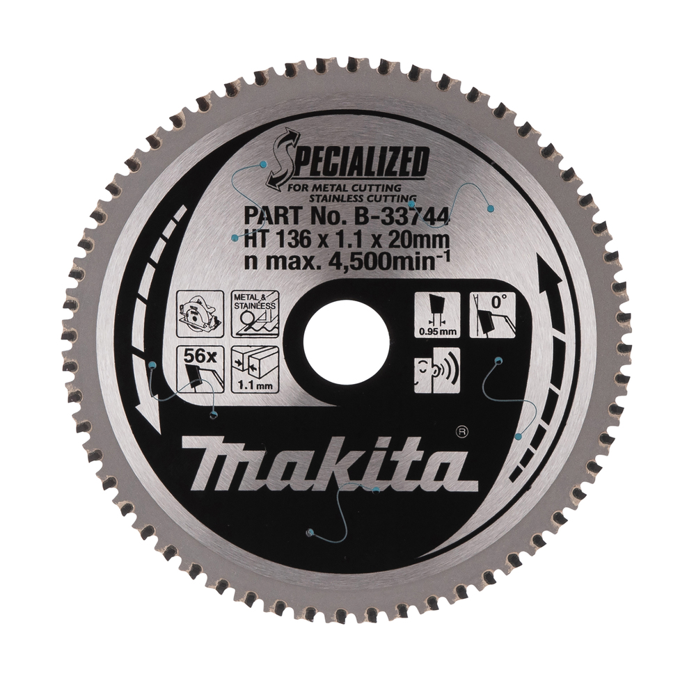T.C.T hammastega saeketas metalli lõikamiseks 136X1.1X20mm 0° T56 SPECIALIZED, Roostevabateras – Makita