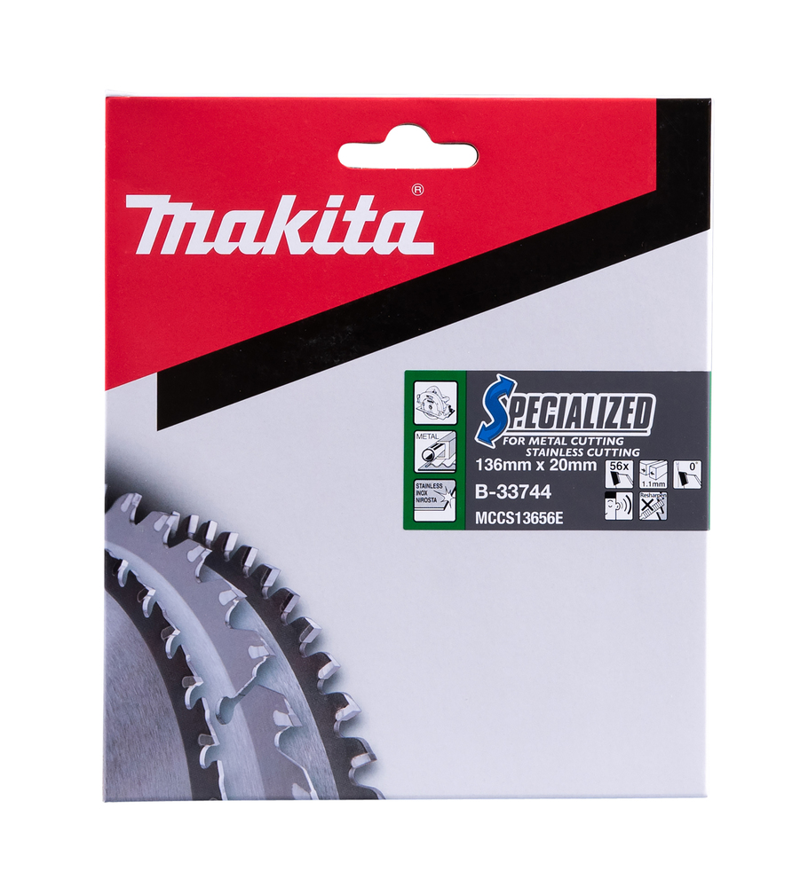 T.C.T hammastega saeketas metalli lõikamiseks 136X1.1X20mm 0° T56 SPECIALIZED, Roostevabateras – Makita