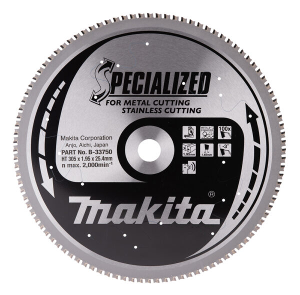 T.C.T hammastega saeketas metalli lõikamiseks 305X1.95X25.4mm -3° T100 SPECIALIZED , Roostevabateras – Makita