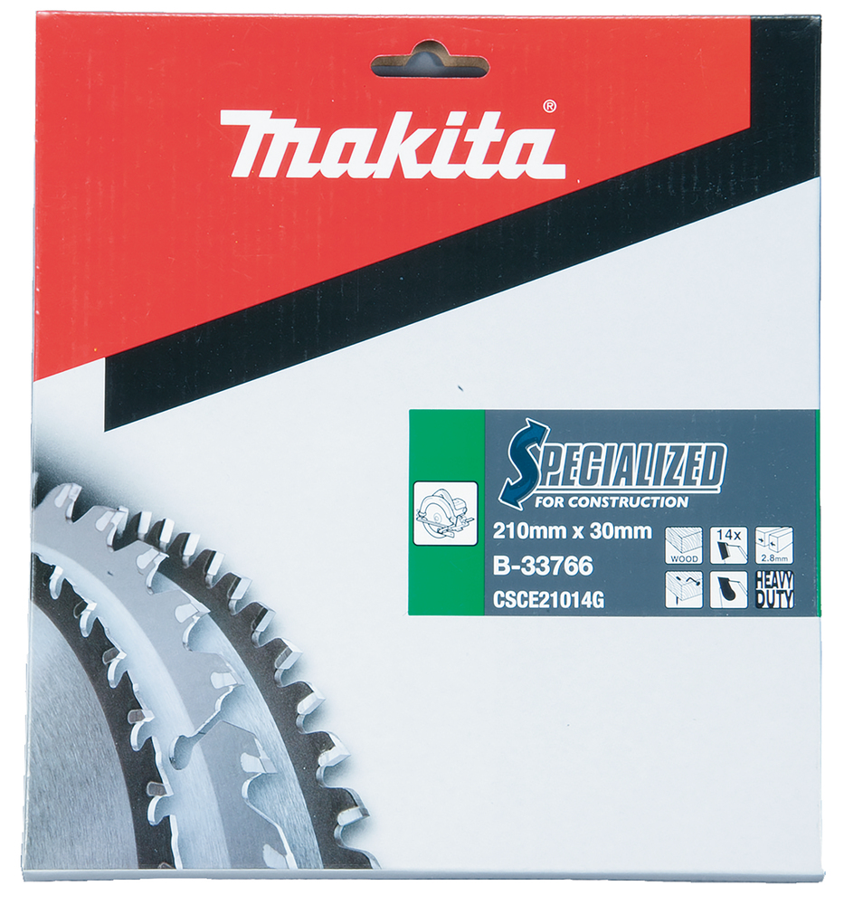 T.C.T hammastega saeketas Naeladega puidu lõikamiseks 210X2.8X30mm 20° T14 SPECIALIZED saeketas ehitusel kasutamiseks – Makita