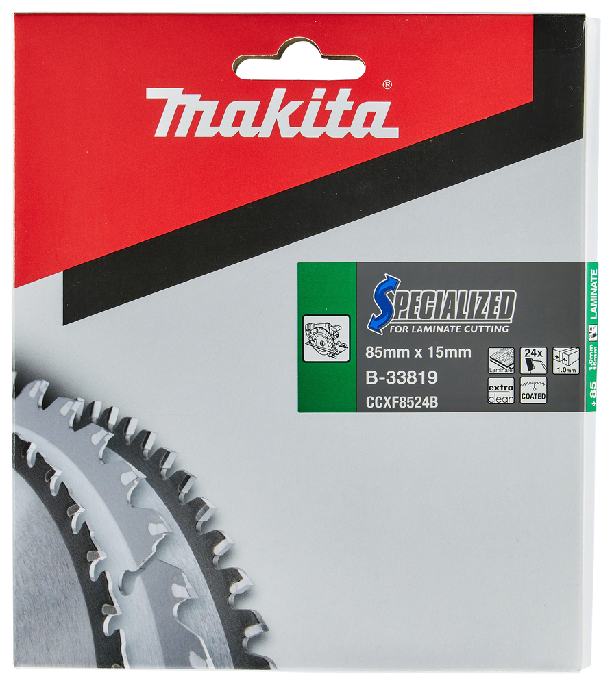 T.C.T hammastega saeketas MDF-i/laminaadi-I lõikamiseks 85X1X15mm 7° T24 SPECIALIZED saeketas laminaadi lõikamiseks – Makita