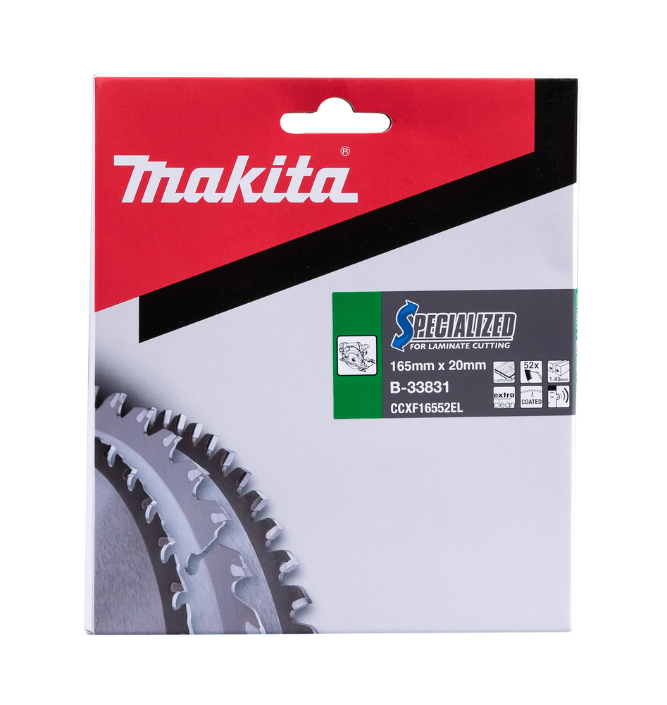 T.C.T hammastega saeketas MDF-i/laminaadi-I lõikamiseks 165X1.45X20mm 5° T52 SPECIALIZED saeketas laminaadi lõikamiseks – Makita