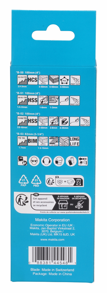 Tikksaeterade kmpl. super express 10-osaline (B-50; B-51; B-52 ; B-53), kiire lõige – Makita