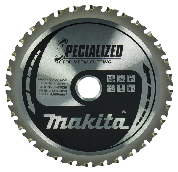 T.C.T hammastega saeketas metalli lõikamiseks 150X1.5X20mm 0° T32 SPECIALIZED – Makita