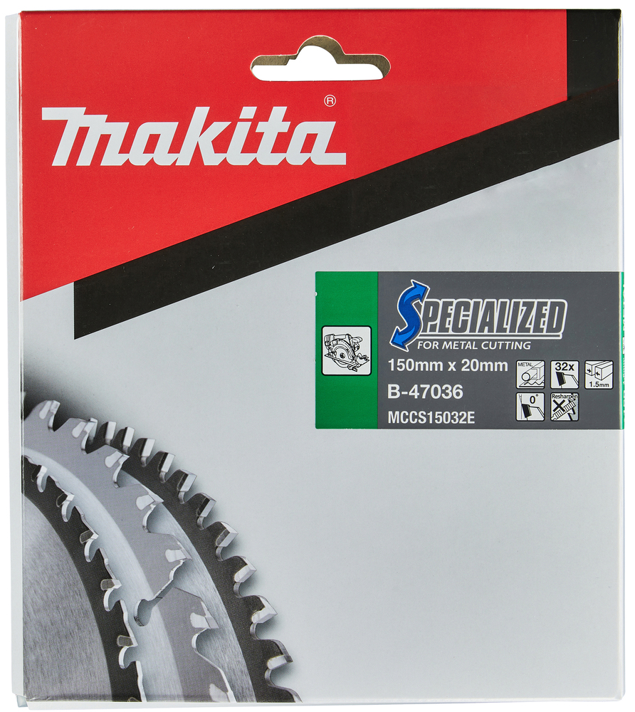T.C.T hammastega saeketas metalli lõikamiseks 150X1.5X20mm 0° T32 SPECIALIZED – Makita