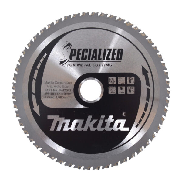 T.C.T hammastega saeketas metalli lõikamiseks 150X1.4X20mm -15° T52 SPECIALIZED – Makita
