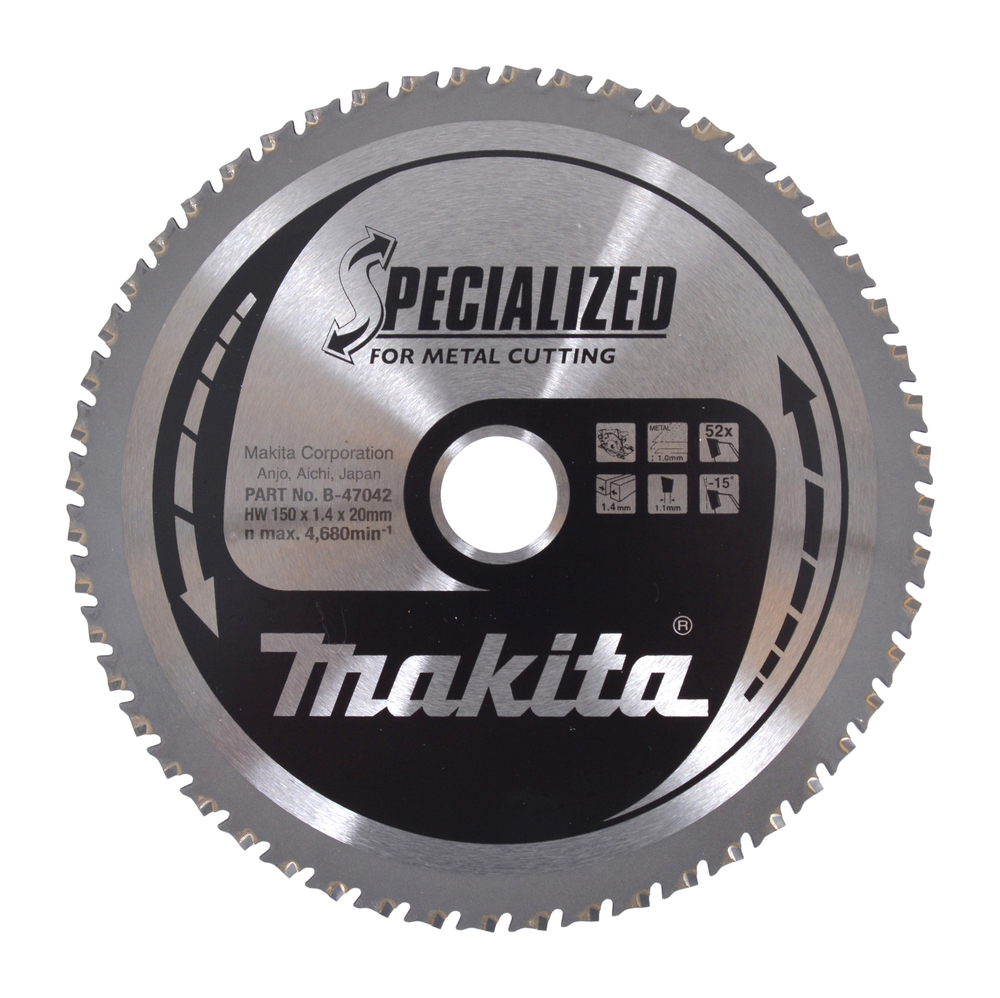 T.C.T hammastega saeketas metalli lõikamiseks 150X1.4X20mm -15° T52 SPECIALIZED – Makita