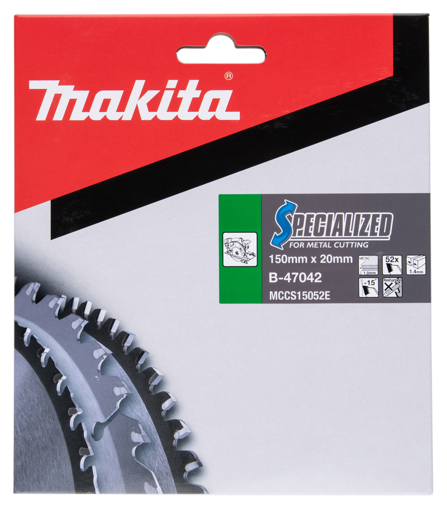 T.C.T hammastega saeketas metalli lõikamiseks 150X1.4X20mm -15° T52 SPECIALIZED – Makita