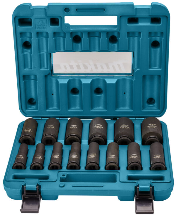 Löökpadrunite kmpl. 14-osaline 1/2'' x 81mm (10, 11, 12, 13, 14, 16, 17, 19, 21, 22, 24, 27, 30, 32mm) – Makita