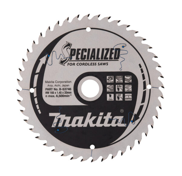 T.C.T hammastega saeketas puidu/MDF-i/laminaadi lõikamiseks 165X1.45X20mm 23° T44 SPECIALIZED saeketas akusaagidele – Makita