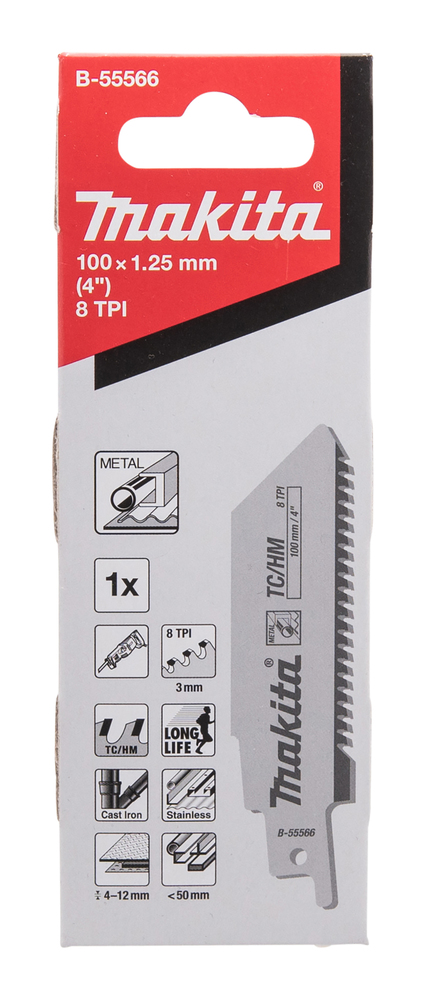 Univ.saetera TC/HM 100x1,25mm (8tpi) 1tk., metall 4-12mm, metall torud <50mm – Makita