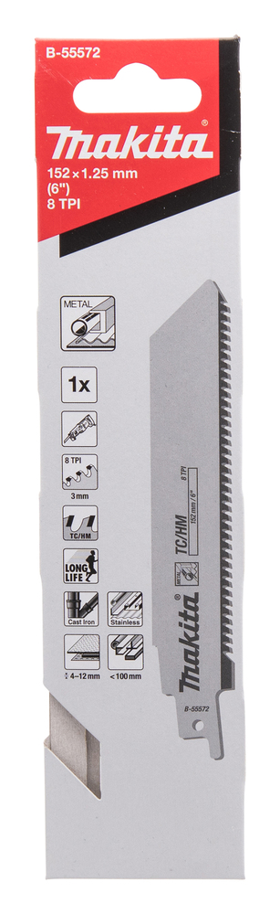 Univ.saetera TC/HM 152x1,25mm (8tpi) 1tk., metall 4-12mm, metall torud <100mm – Makita