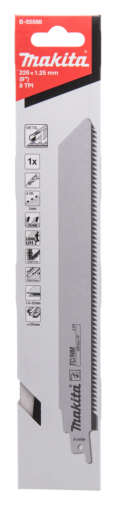 Univ.saetera TC/HM 228x1,25mm (8tpi) 1tk., metall 4-12mm, metall torud <175mm – Makita