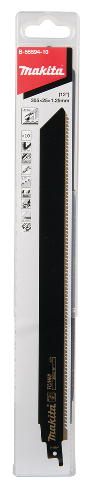 Univ.saetera TC/HM 305x1,25mm (8tpi) 10tk., metall 4-12mm, metall torud <250mm – Makita