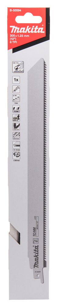 Univ.saetera TC/HM 305x1,25mm (8tpi) 1tk., metall 4-12mm, metall torud <250mm – Makita