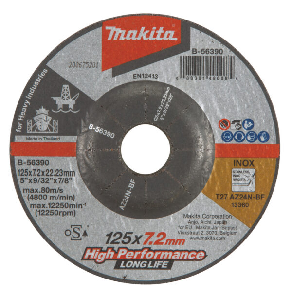 Lihvketas 125x7,2 AZ24N-BF,METALL/RST (INOX) – Makita