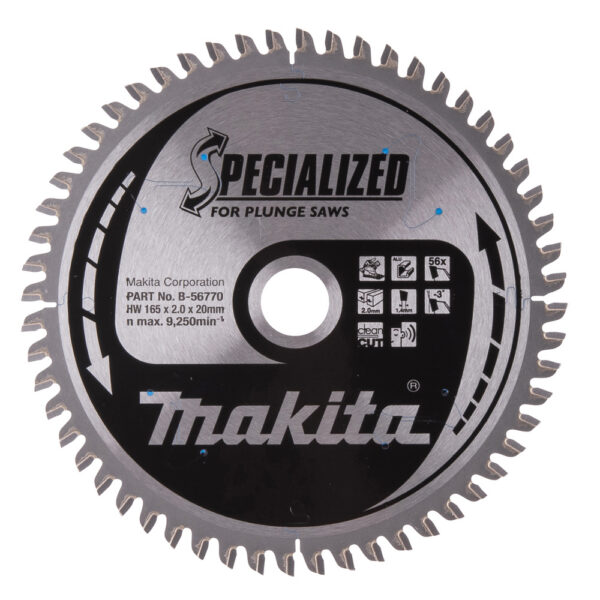 T.C.T hammastega saeketas alumiiniumi lõikamiseks 165X2X20mm -3° T56 SPECIALIZED saeketas sukelduslõigetele – Makita