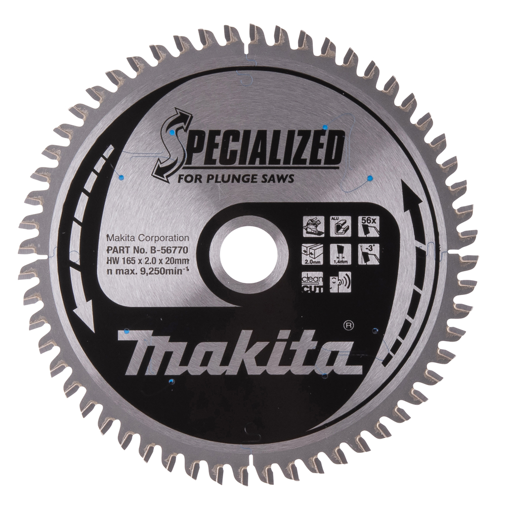 T.C.T hammastega saeketas alumiiniumi lõikamiseks 165X2X20mm -3° T56 SPECIALIZED saeketas sukelduslõigetele – Makita